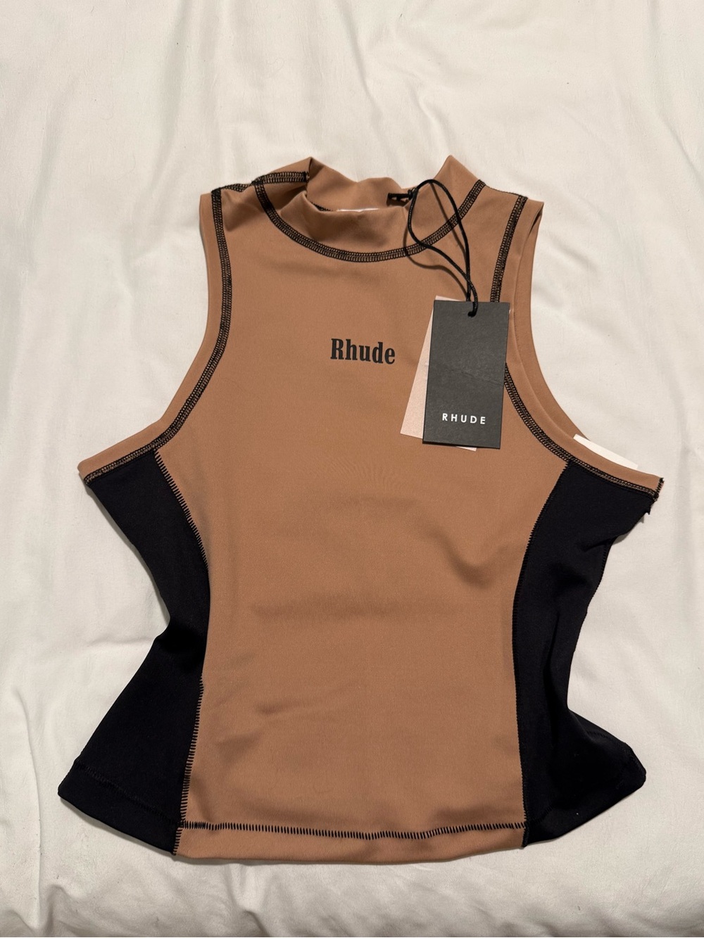 Rhude Brown Tank Top  and Matching Skirt with Black Side Panels